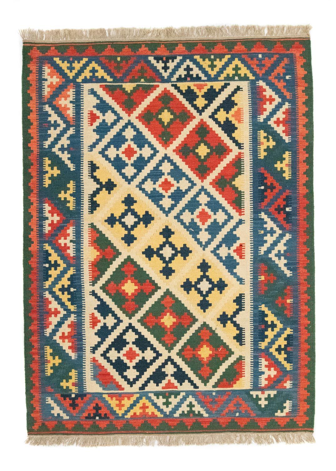 Kelim Carpet - orientalisk matta - 200 x 147 cm - blå