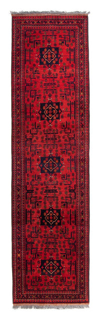 Runner Afghansk matta - Kunduz - 298 x 79 cm - mörkröd