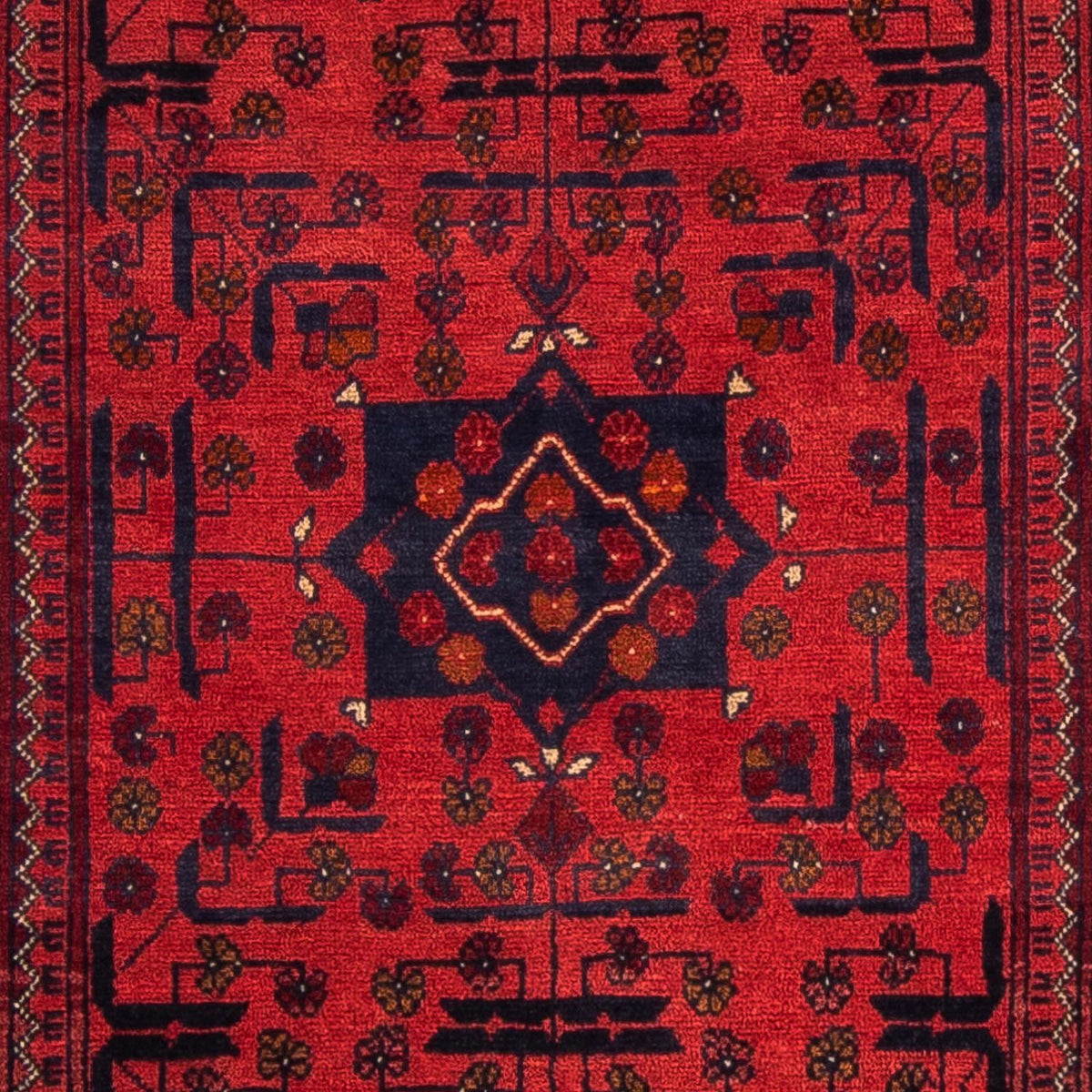 Runner Afghansk matta - Kunduz - 298 x 79 cm - mörkröd