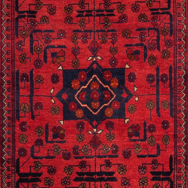 Runner Afghansk matta - Kunduz - 298 x 79 cm - mörkröd