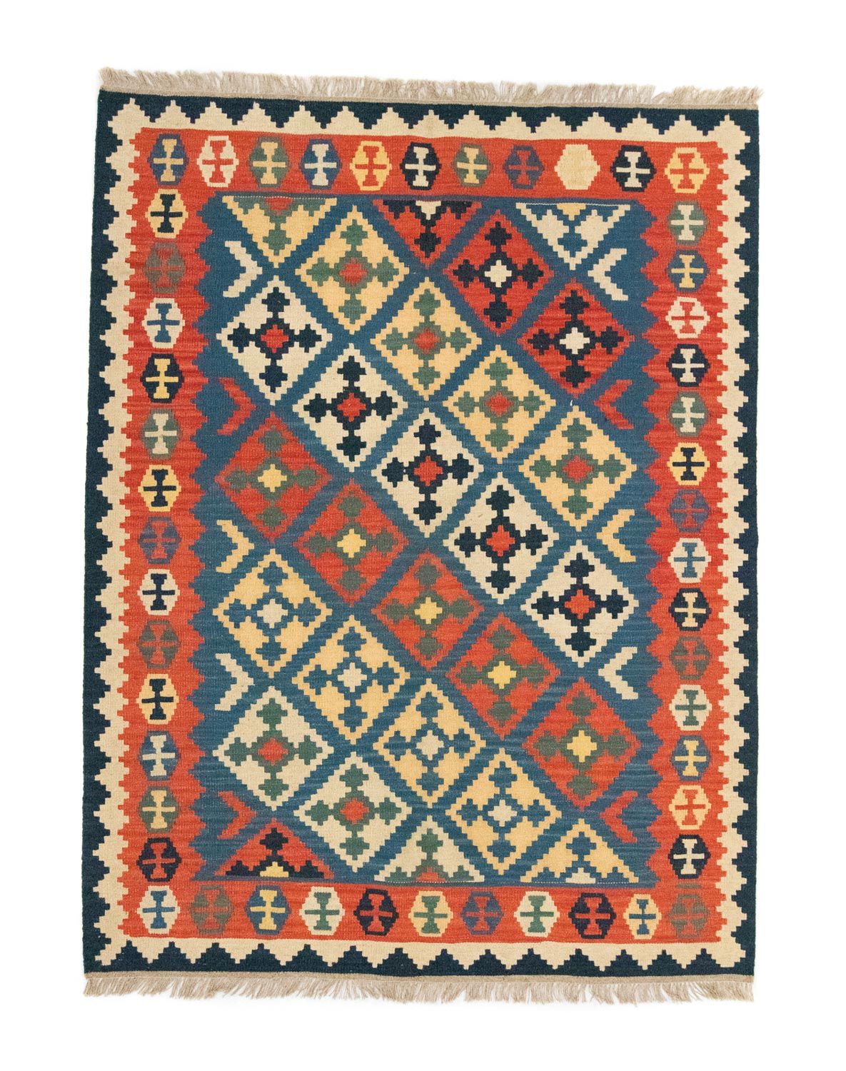 Kelim Carpet - orientalisk matta - 200 x 155 cm - blå