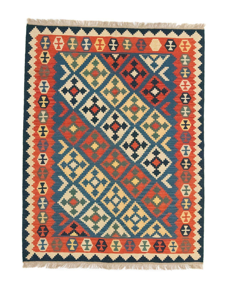 Kelim Carpet - orientalisk matta - 200 x 155 cm - blå