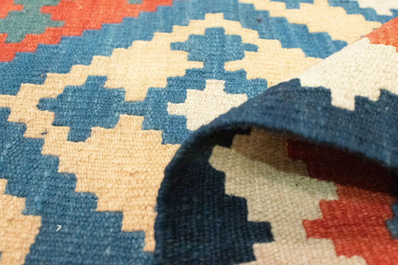 Kelim Carpet - orientalisk matta - 200 x 155 cm - blå