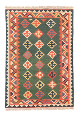 Kelim Carpet - orientalisk matta - 217 x 148 cm - grön