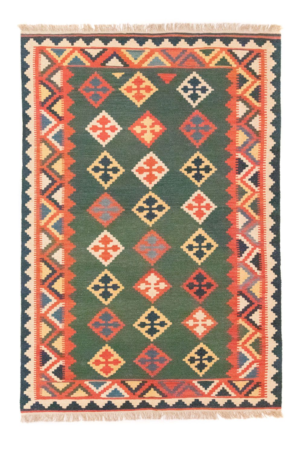 Kelim Carpet - orientalisk matta - 217 x 148 cm - grön