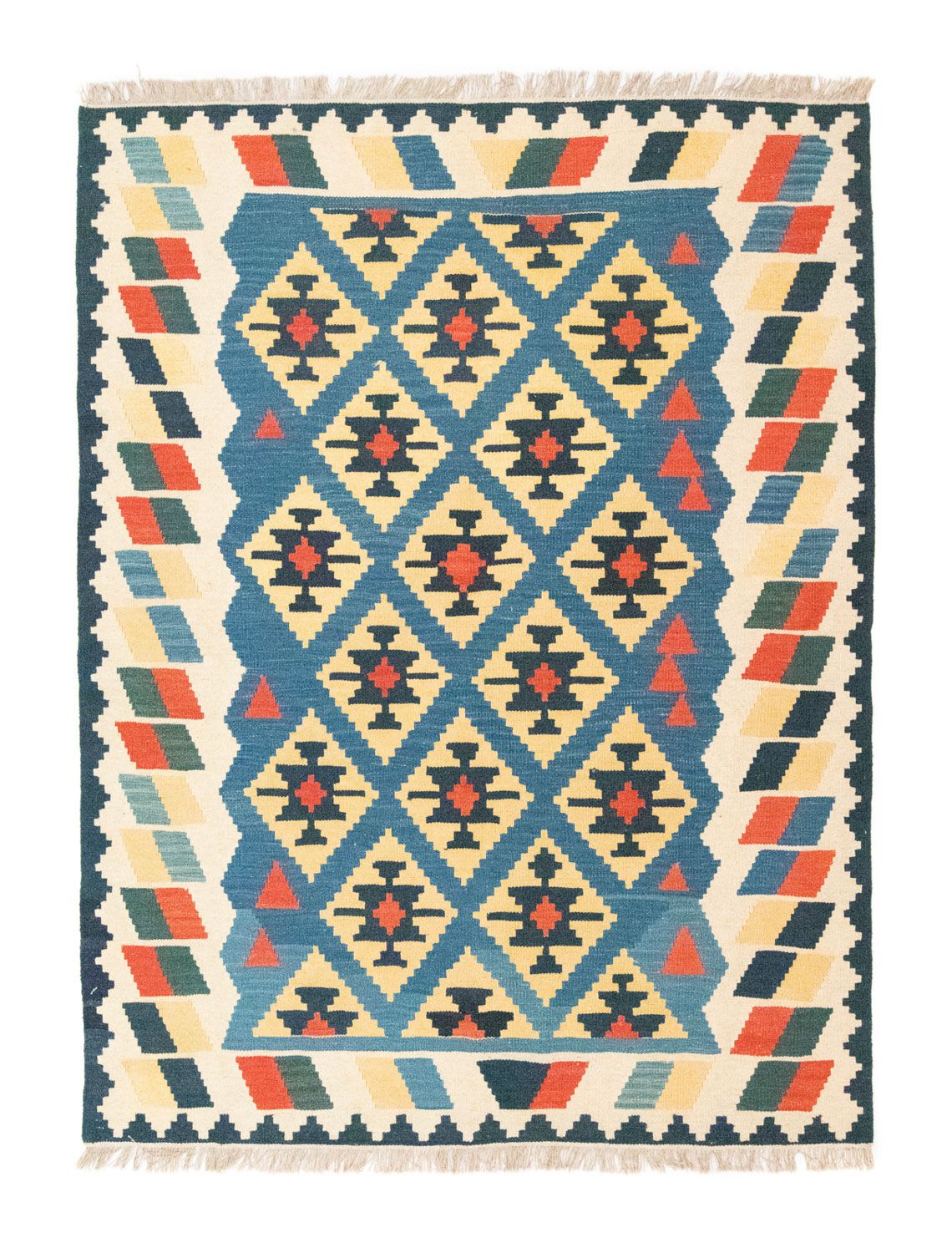 Kelim Carpet - orientalisk matta - 205 x 156 cm - blå