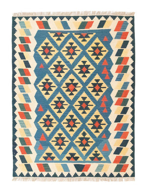 Kelim Carpet - orientalisk matta - 205 x 156 cm - blå