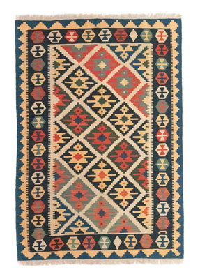 Kelim Carpet - orientalisk matta - 187 x 126 cm - blå