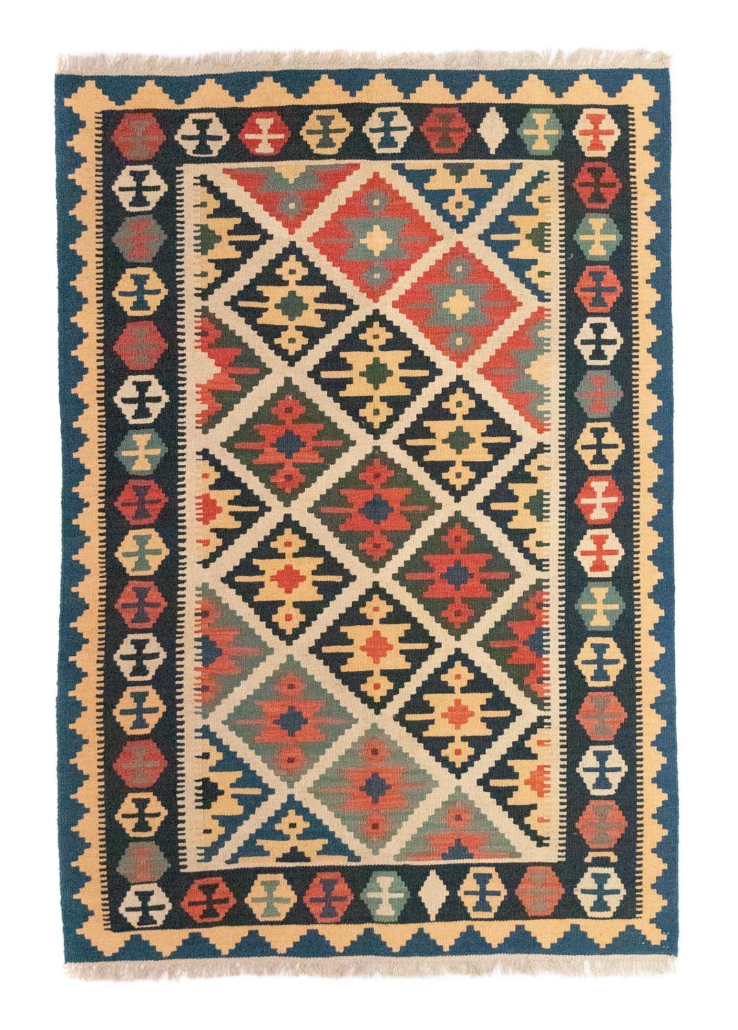 Kelim Carpet - orientalisk matta - 187 x 126 cm - blå