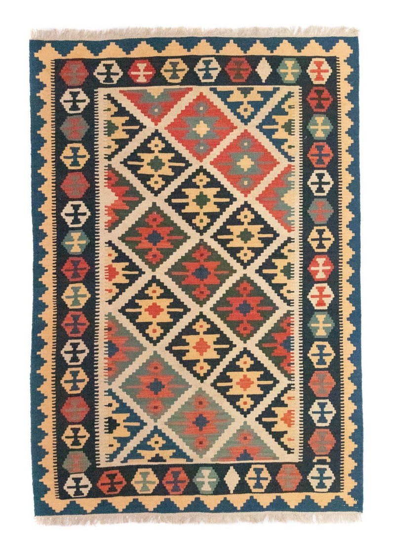 Kelim Carpet - orientalisk matta - 187 x 126 cm - blå