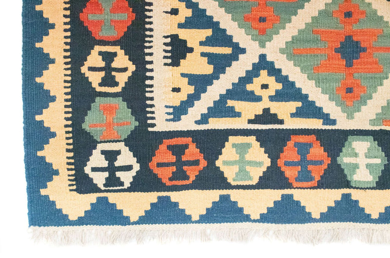 Kelim Carpet - orientalisk matta - 187 x 126 cm - blå