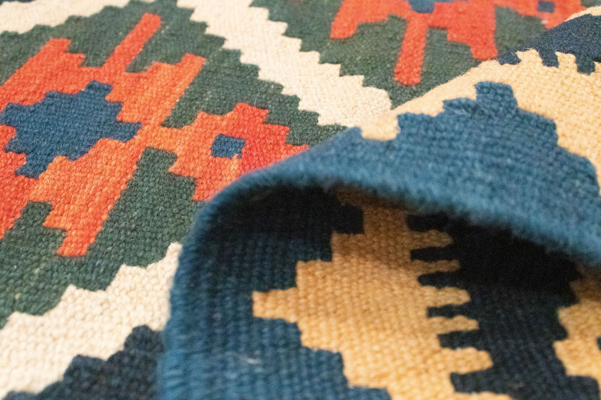 Kelim Carpet - orientalisk matta - 187 x 126 cm - blå