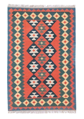 Kelim Carpet - orientalisk matta - 184 x 120 cm - orange