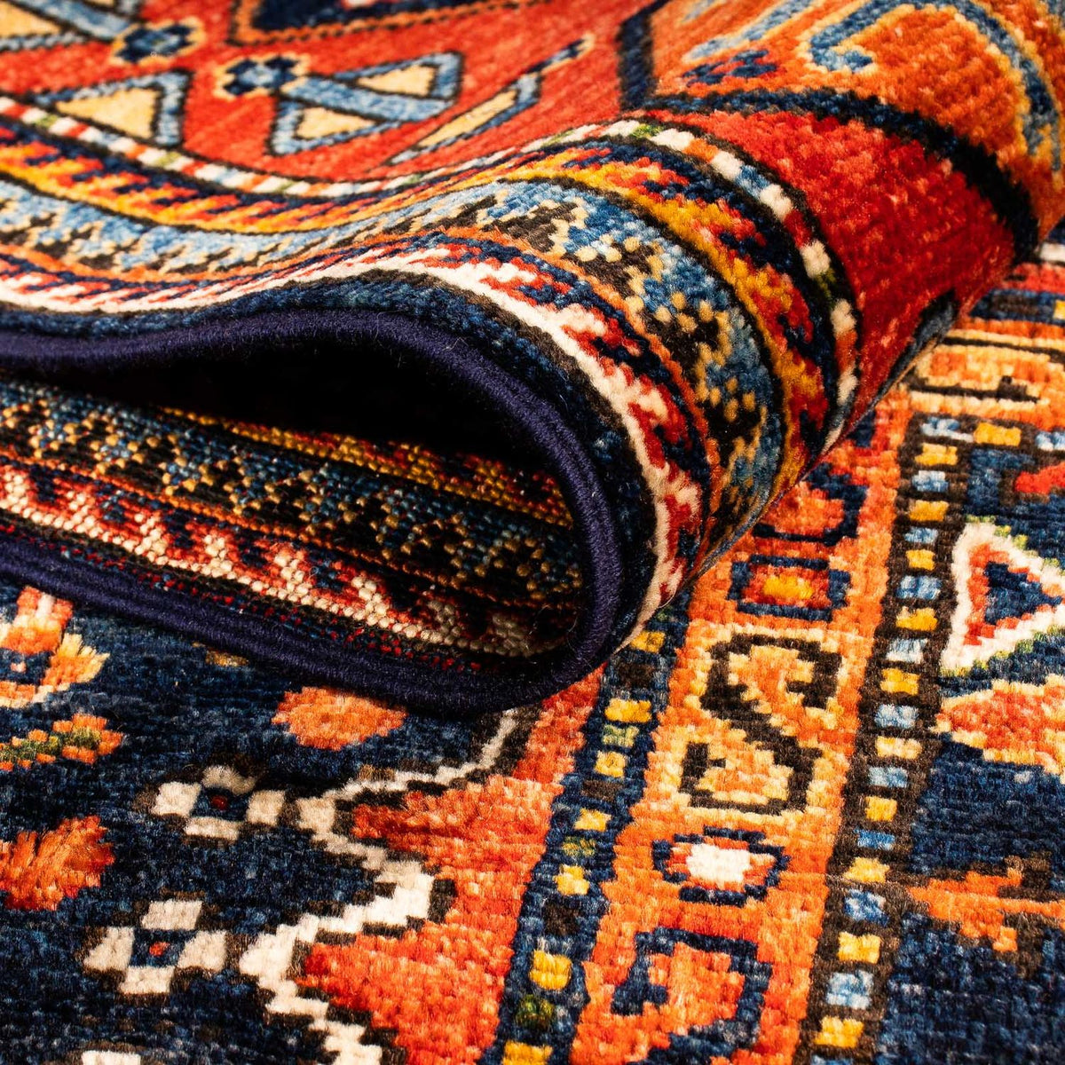 Afghansk matta - 244 x 170 cm - mörkblå