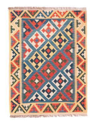 Kelim Carpet - orientalisk matta - 168 x 128 cm - blå