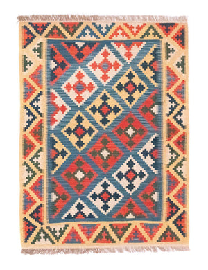 Kelim Carpet - orientalisk matta - 168 x 128 cm - blå