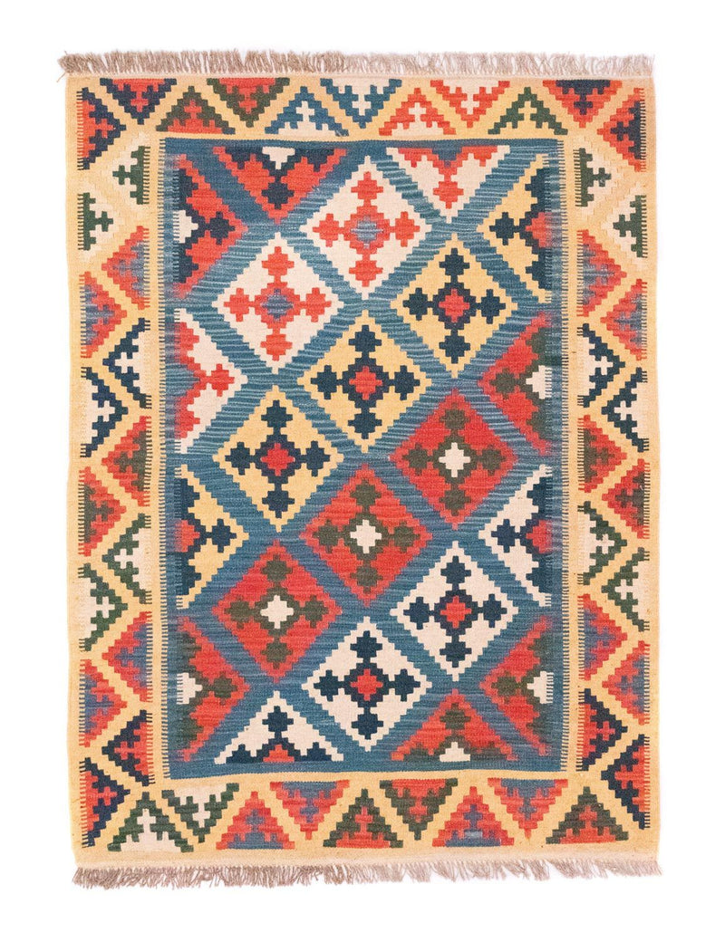 Kelim Carpet - orientalisk matta - 168 x 128 cm - blå