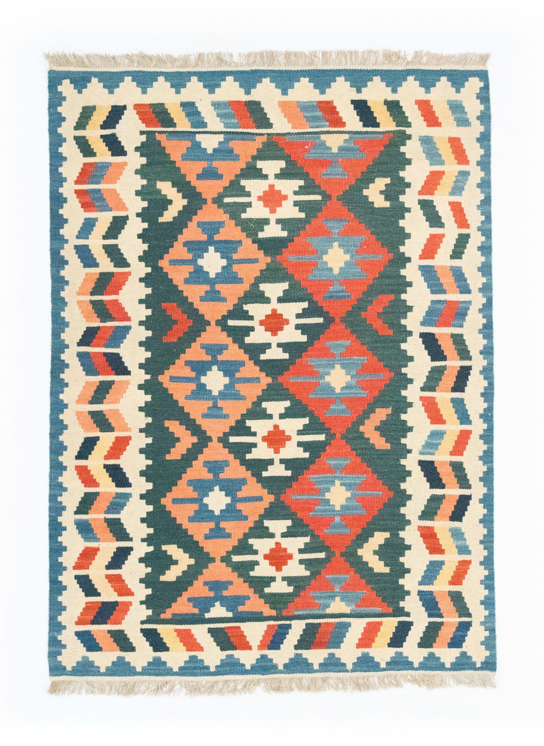 Kelim Carpet - orientalisk matta - 177 x 130 cm - blå