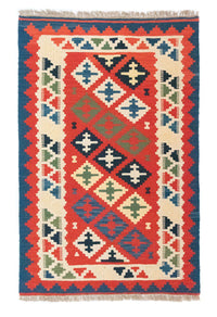 Kelim Carpet - orientalisk matta - 150 x 102 cm - flerfärgad