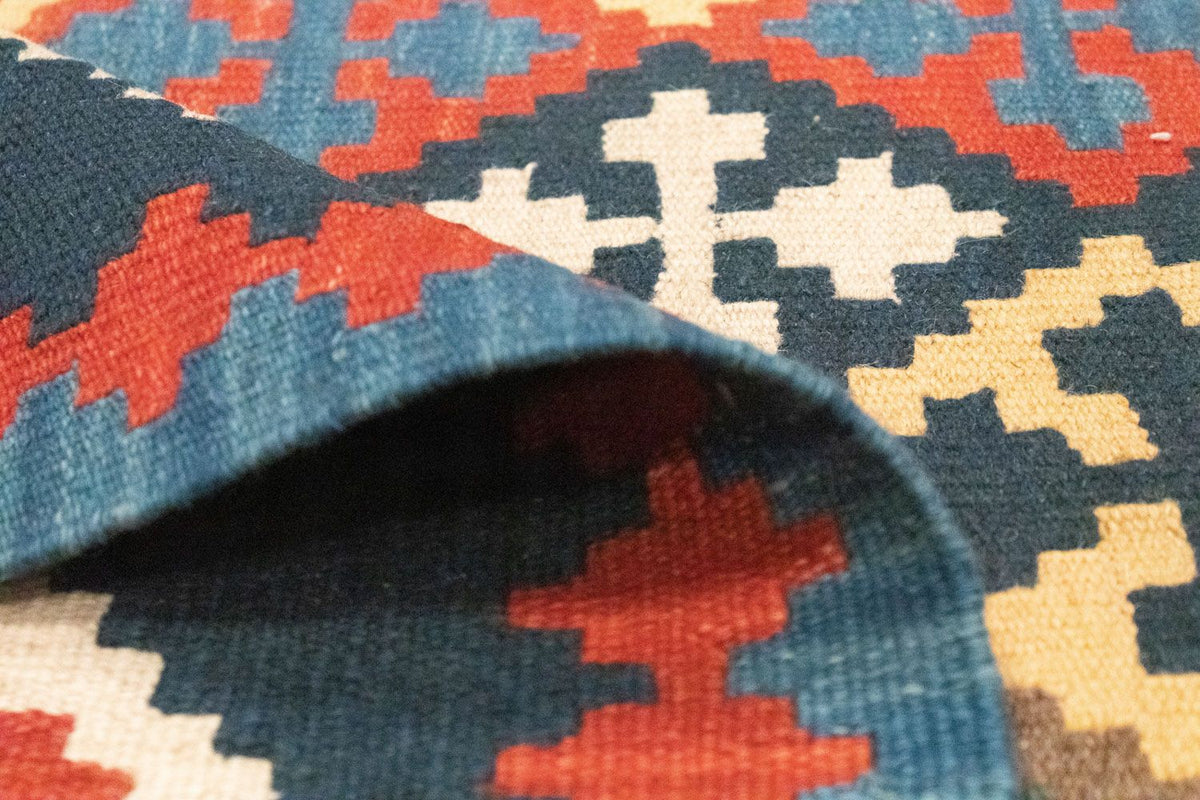 Kelim Carpet - orientalisk matta - 144 x 110 cm - blå