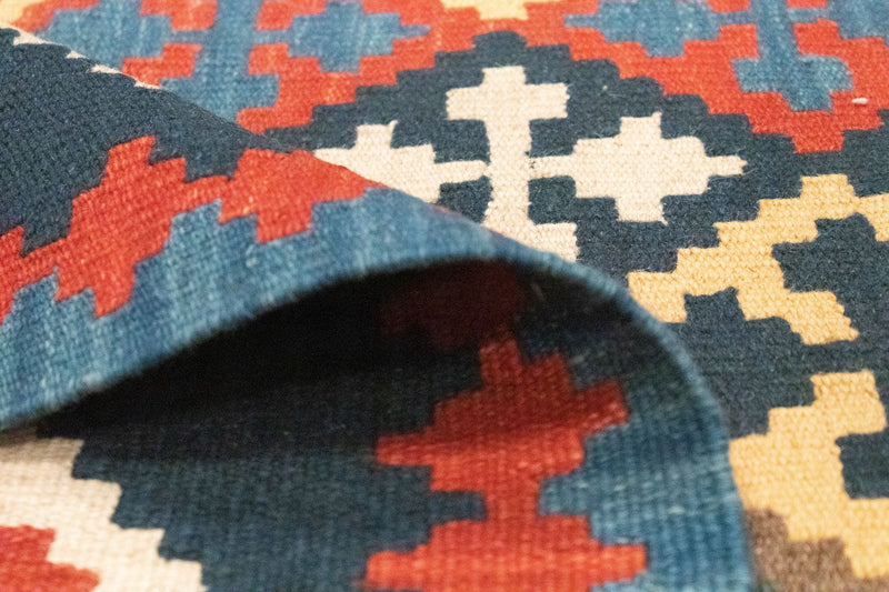 Kelim Carpet - orientalisk matta - 144 x 110 cm - blå