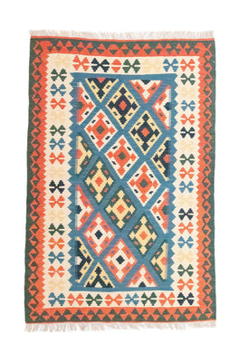 Kelim Carpet - orientalisk matta - 153 x 100 cm - blå