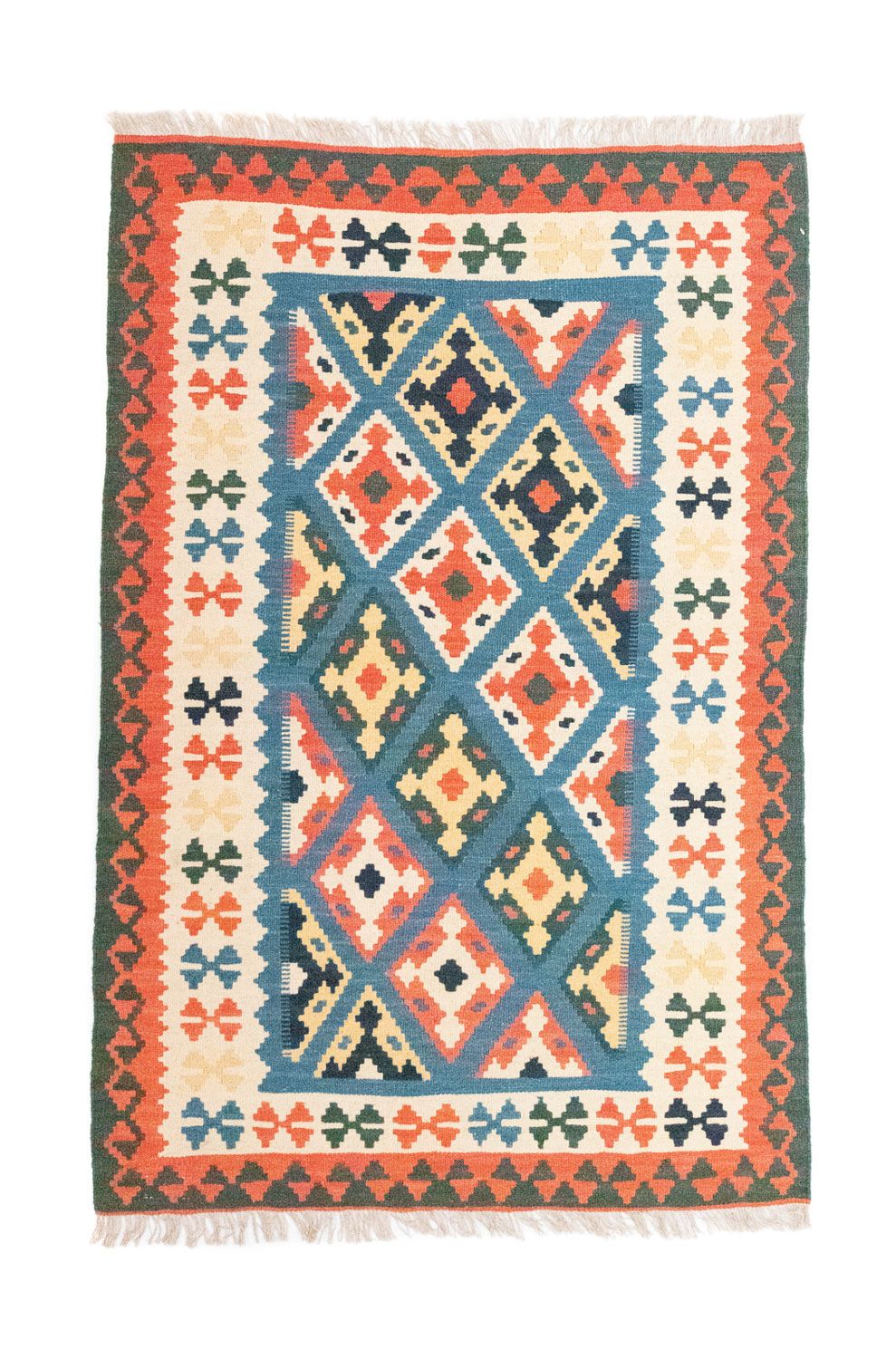 Kelim Carpet - orientalisk matta - 153 x 100 cm - blå