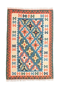 Kelim Carpet - orientalisk matta - 153 x 100 cm - blå