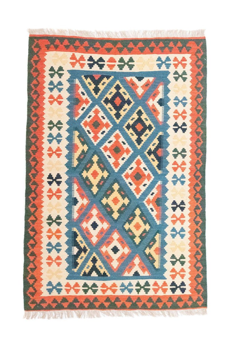 Kelim Carpet - orientalisk matta - 153 x 100 cm - blå
