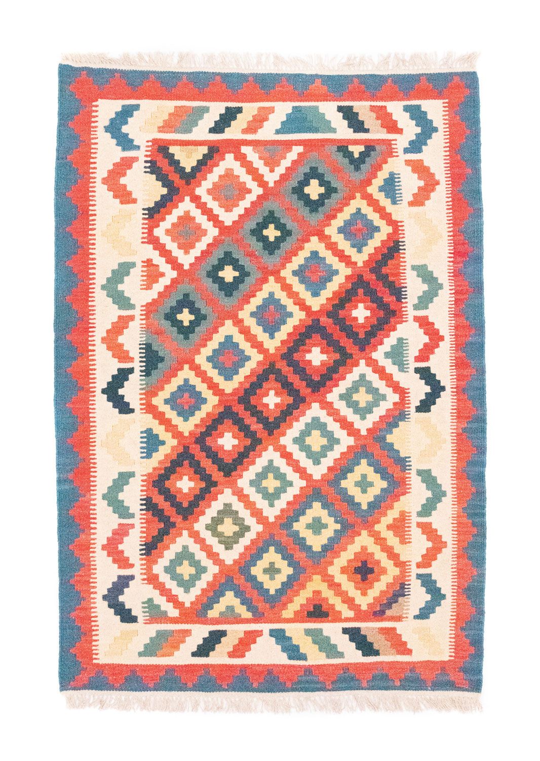 Kelim Carpet - orientalisk matta - 151 x 102 cm - blå