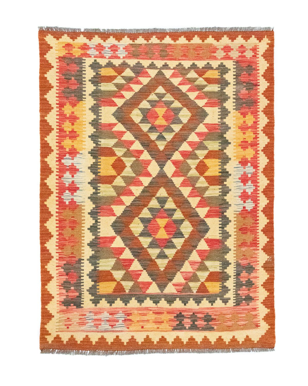 Kelim Carpet - orientalisk matta - 146 x 99 cm - orange
