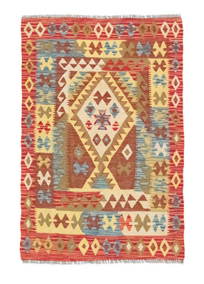 Kelim Carpet - orientalisk matta - 141 x 97 cm - orange