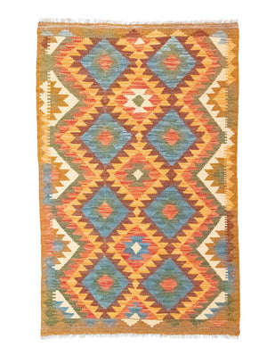 Kelim Carpet - orientalisk matta - 158 x 100 cm - flerfärgad