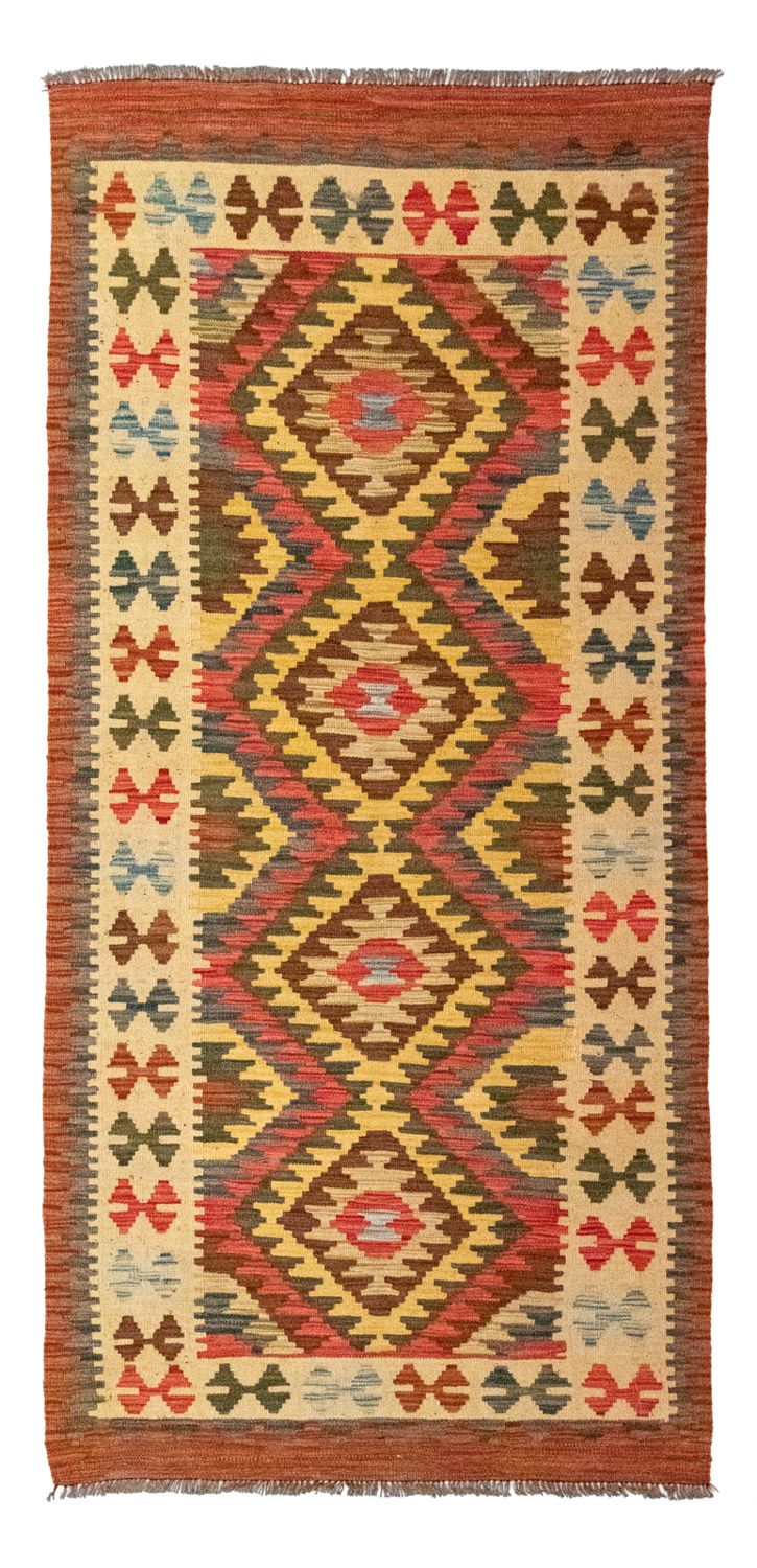 Runner Kelim Carpet - orientalisk matta - 204 x 97 cm - orange