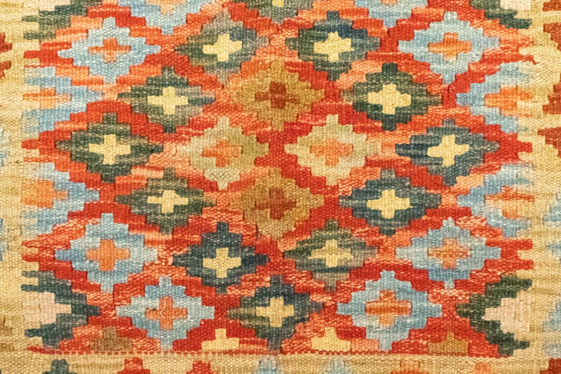 Kelim Carpet - orientalisk matta kvadrat  - 115 x 106 cm - flerfärgad