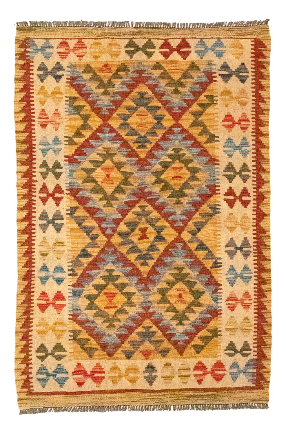 Kelim Carpet - orientalisk matta - 126 x 80 cm - orange