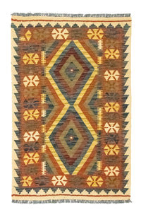 Kelim Carpet - orientalisk matta - 127 x 83 cm - brun