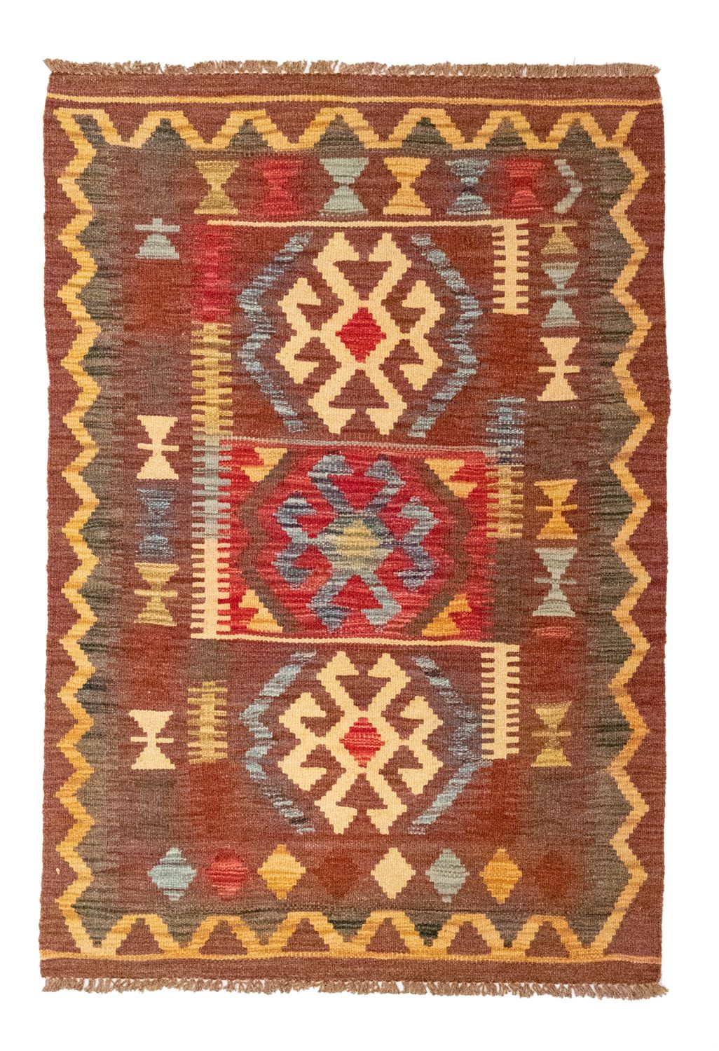 Kelim Carpet - orientalisk matta - 125 x 86 cm - brun
