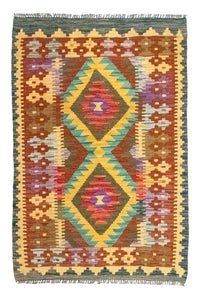 Kelim Carpet - orientalisk matta - 123 x 80 cm - brun
