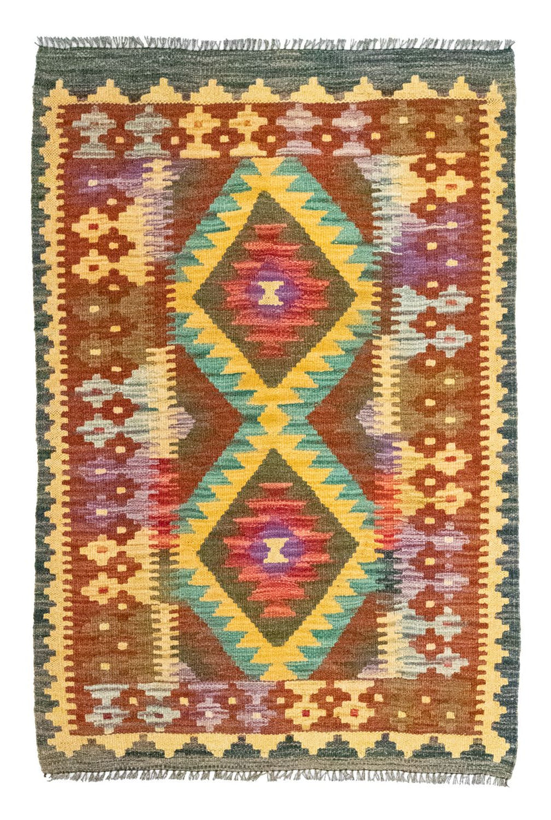 Kelim Carpet - orientalisk matta - 123 x 80 cm - brun