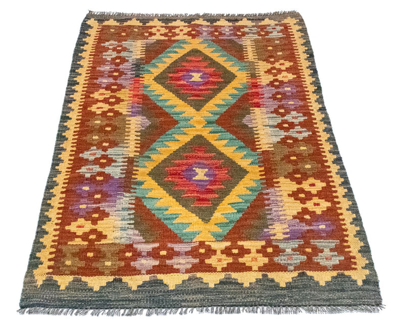 Kelim Carpet - orientalisk matta - 123 x 80 cm - brun