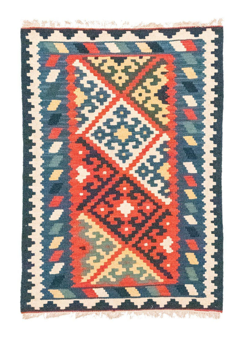 Kelim Carpet - orientalisk matta - 121 x 83 cm - blå