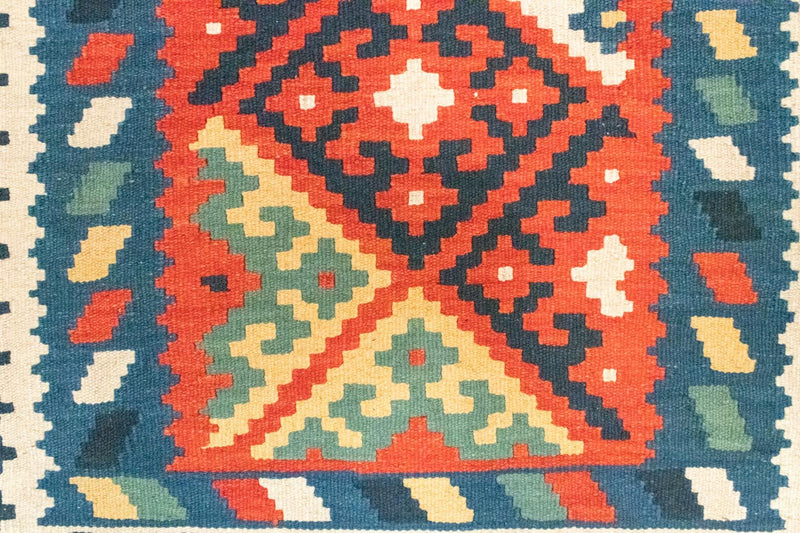 Kelim Carpet - orientalisk matta - 121 x 83 cm - blå