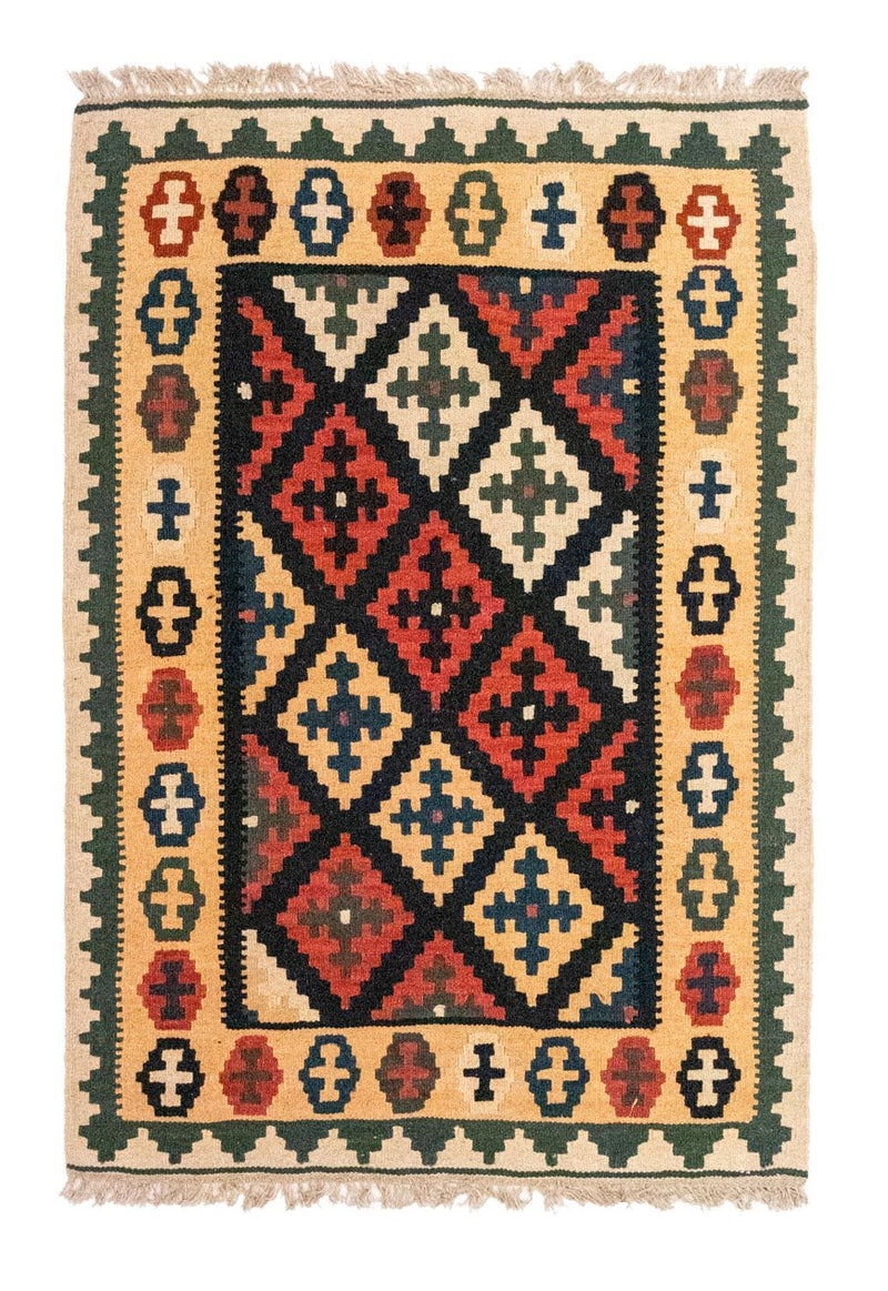 Kelim Carpet - orientalisk matta - 128 x 87 cm - blå