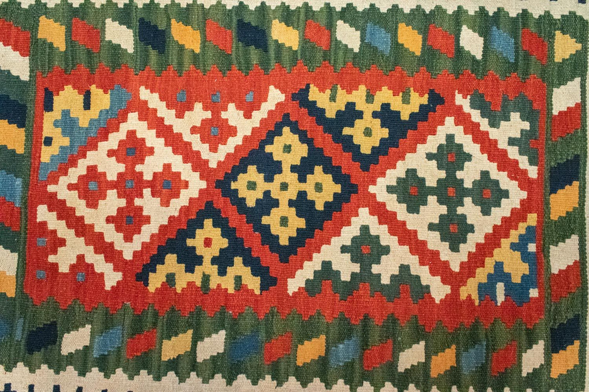 Kelim Carpet - orientalisk matta - 120 x 80 cm - grön