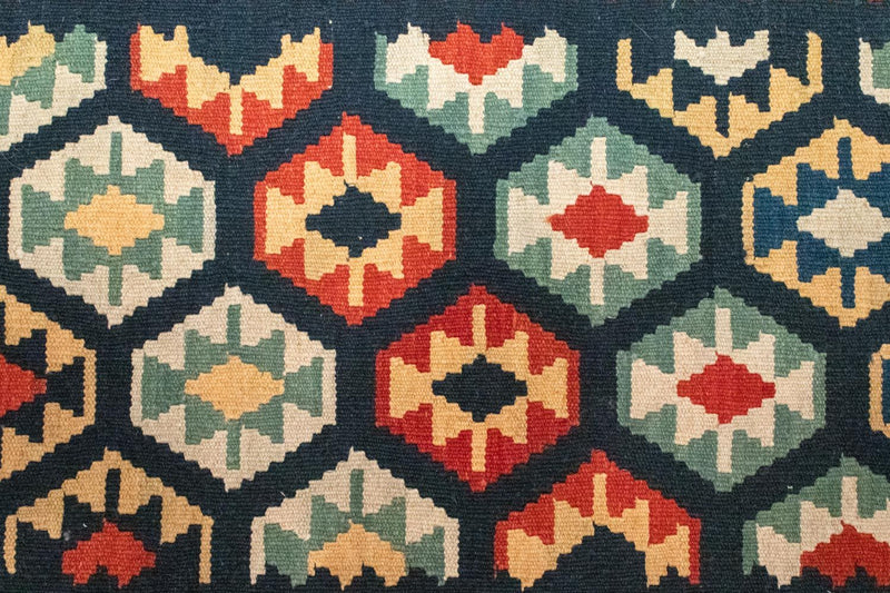 Kelim Carpet - orientalisk matta - 122 x 82 cm - blå