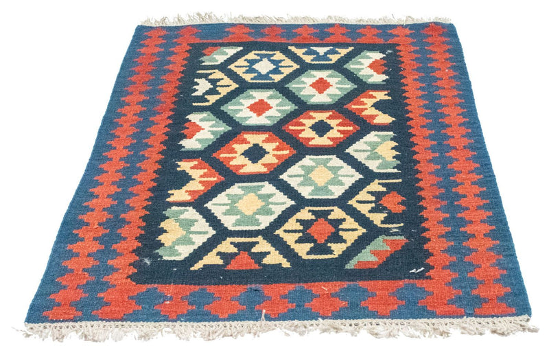 Kelim Carpet - orientalisk matta - 122 x 82 cm - blå