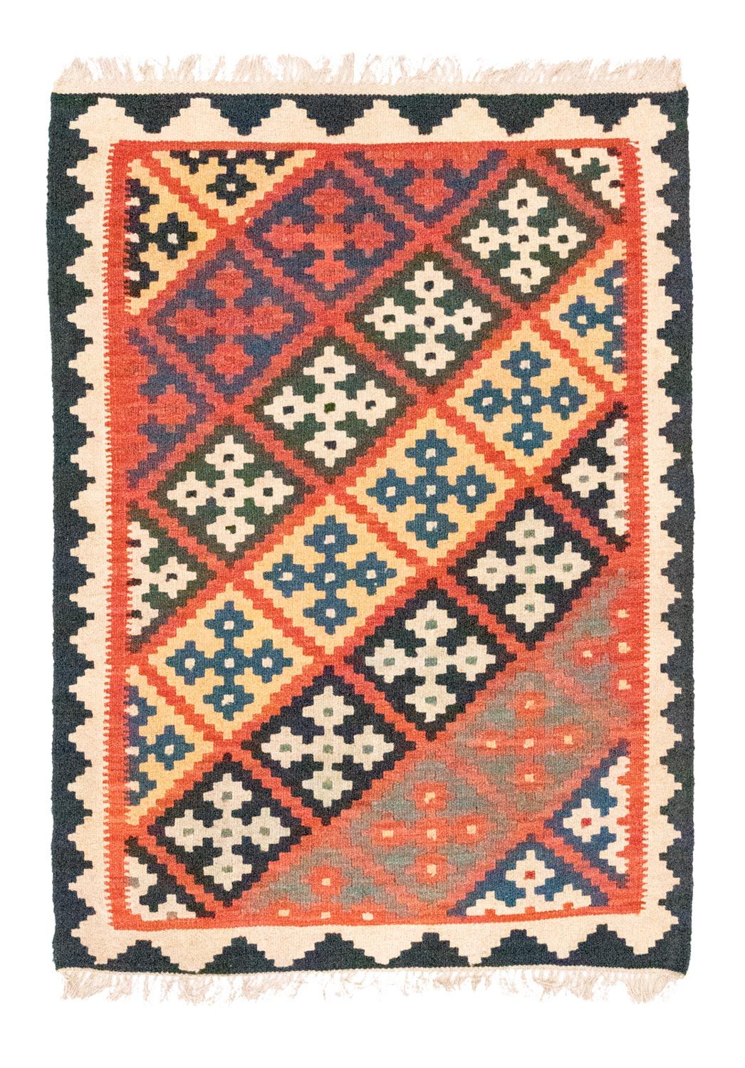 Kelim Carpet - orientalisk matta - 122 x 90 cm - orange