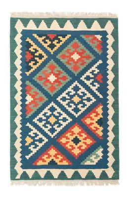 Kelim Carpet - orientalisk matta - 123 x 84 cm - blå