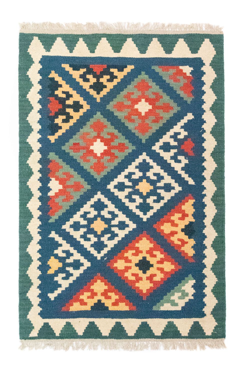 Kelim Carpet - orientalisk matta - 123 x 84 cm - blå